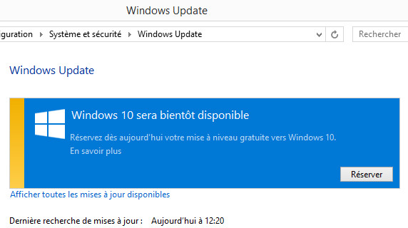 Hy Tech - Réservation de Windows 10 dans Windows Update